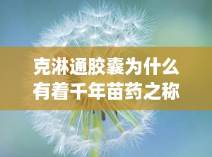 克淋通胶囊为什么有着千年苗药之称
