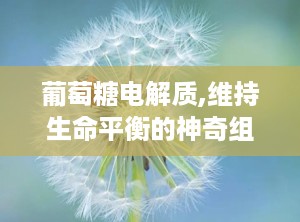 葡萄糖电解质,维持生命平衡的神奇组合